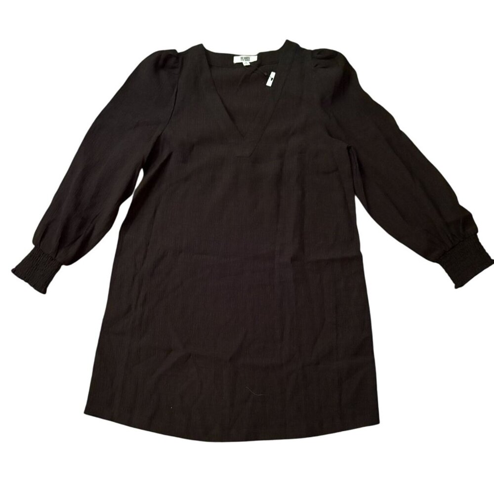 NWT BB Dakota X Steve Madden Ruston Long Sleeve V-Neck Shift Minidress Black S - Picture 2 of 8